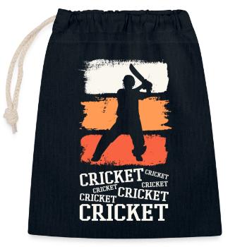 Cricket Cricketer Batsman Sport Vintage - Closable cotton gift bag (25x30cm) - navy - Front