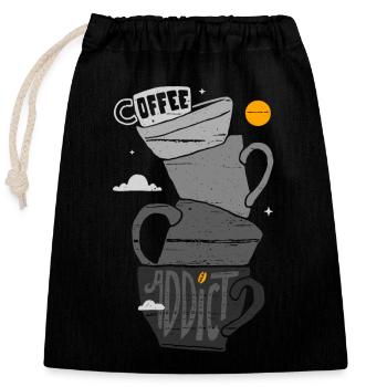 Süchtig nach Kaffee - Cafe Sucht - Verschließbarer Geschenkbeutel aus Baumwolle (25x30cm) - Schwarz - Vorne