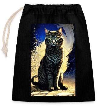 Cat | Pet | Cat Fan | cute | Kitten - Closable cotton gift bag (25x30cm) - black - Front