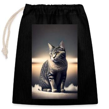 Cat | Pet | Cat Fan | cute | Kitten - Closable cotton gift bag (25x30cm) - black - Front