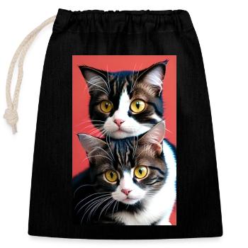 Cat | Pet | Cat Fan | cute | Kitten - Closable cotton gift bag (25x30cm) - black - Front
