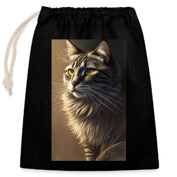 Cat | Pet | Cat Fan | cute | Kitten - Closable cotton gift bag (25x30cm) - black - Front