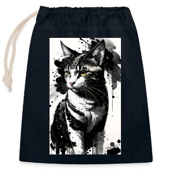 Cat | Pet | Cat Fan | cute | Kitten - Closable cotton gift bag (25x30cm) - navy - Front