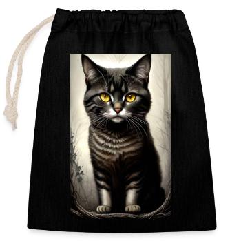 Cat | Pet | Cat fan - Closable cotton gift bag (25x30cm) - black - Front