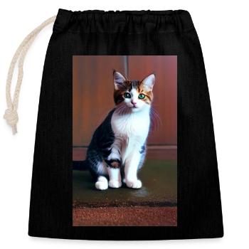 Cat | Pet | Cat Fan | cute | Kitten - Closable cotton gift bag (25x30cm) - black - Front