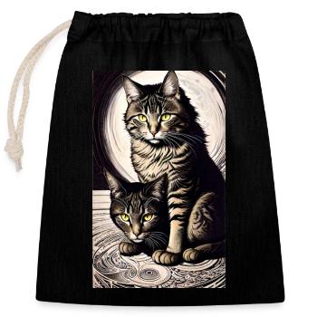 Cat | Pet | Cat Fan | cute | Kitten - Closable cotton gift bag (25x30cm) - black - Front