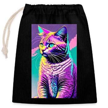 Cat | Pet | Cat Fan | cute | Kitten - Closable cotton gift bag (25x30cm) - black - Front