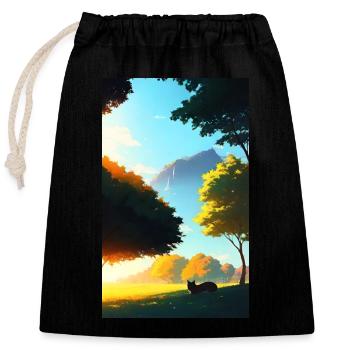 Cat | Pet | Cat Fan | cute | Kitten - Closable cotton gift bag (25x30cm) - black - Front