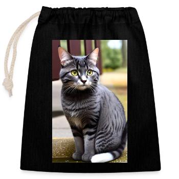 Cat | Pet | Cat Fan | cute | Kitten - Closable cotton gift bag (25x30cm) - black - Front