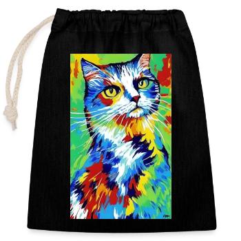 Cat | Pet | Cat Fan | cute | Kitten - Closable cotton gift bag (25x30cm) - black - Front