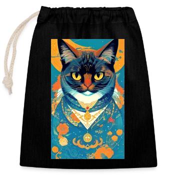 Cat | Pet | Cat Fan | cute | Kitten - Closable cotton gift bag (25x30cm) - black - Front