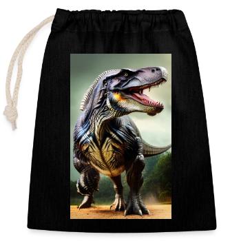 Dinosaures | T-Rex | Tyrannosaure - Sac cadeau en coton avec cordon (25 x 30 cm) - noir - Devant