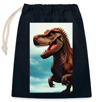 Dinosaures | T-Rex | Tyrannosaure - Sac cadeau en coton avec cordon (25 x 30 cm) - bleu marine - Devant