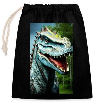 Dinosaures | T-Rex | Tyrannosaure - Sac cadeau en coton avec cordon (25 x 30 cm) - noir - Devant