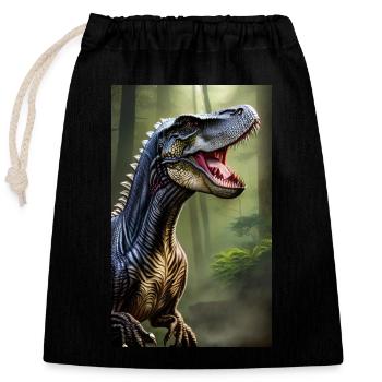 Dinosaures | T-Rex | Tyrannosaure - Sac cadeau en coton avec cordon (25 x 30 cm) - noir - Devant