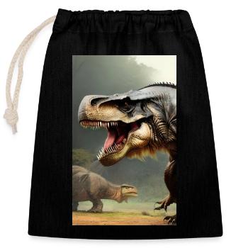 Dinosaures | T-Rex | Tyrannosaure - Sac cadeau en coton avec cordon (25 x 30 cm) - noir - Devant