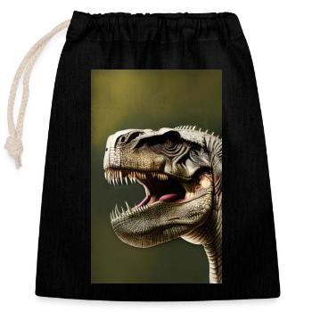 Dinosaures | T-Rex | Tyrannosaure - Sac cadeau en coton avec cordon (25 x 30 cm) - noir - Devant
