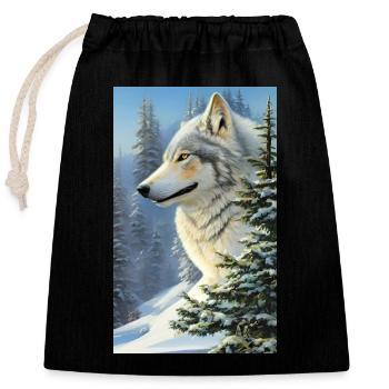 Wolf | Raubtier | Hund | Mystisch - Verschließbarer Geschenkbeutel aus Baumwolle (25x30cm) - Schwarz - Vorne