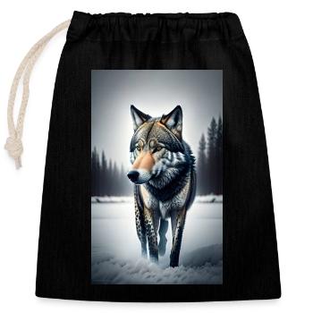 Wolf | Predator | Dog | Mystical - Closable cotton gift bag (25x30cm) - black - Front