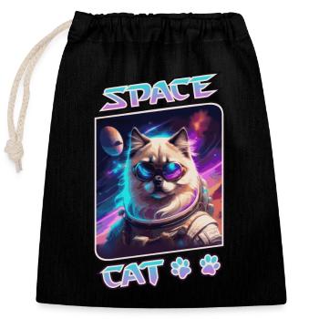Space cat - sacred of Burma - Closable cotton gift bag (25x30cm) - black - Front