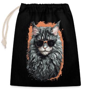 La fraîcheur du chat Maine Coon en forme de chat - Sac cadeau en coton avec cordon (25 x 30 cm) - noir - Devant