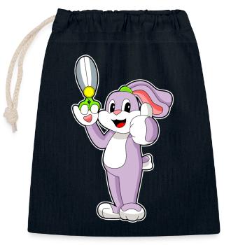 Hase Friseur Schere - Verschließbarer Geschenkbeutel aus Baumwolle (25x30cm) - Navy - Vorne