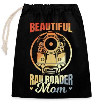 Railroad Mama - Closable cotton gift bag (25x30cm) - black - Front