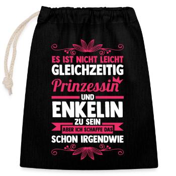 Opa Oma Enkelkind Enkelin - Verschließbarer Geschenkbeutel aus Baumwolle (25x30cm) - Schwarz - Vorne