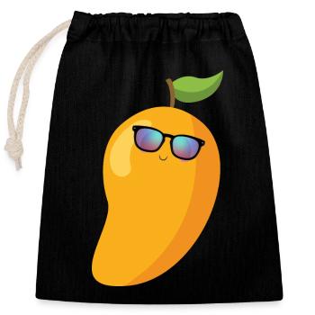 Mango Frucht Mango - Verschließbarer Geschenkbeutel aus Baumwolle (25x30cm) - Schwarz - Vorne