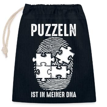 Puzzlefan Puzzler Puzzleteile Puzzle - Verschließbarer Geschenkbeutel aus Baumwolle (25x30cm) - Navy - Vorne
