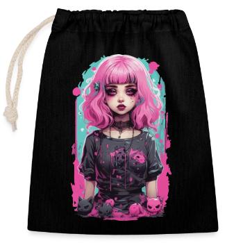 Pastel Goth Egirl Aesthetic Gothic Streetwear - Closable cotton gift bag (25x30cm) - black - Front