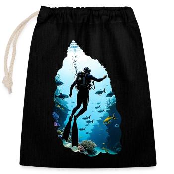 plongée sous marine - Sac cadeau en coton avec cordon (25 x 30 cm) - noir - Devant