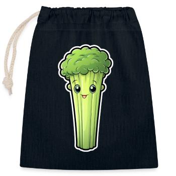 Celery or Celery Kawaii - Closable cotton gift bag (25x30cm) - navy - Front