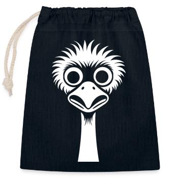 autruche - Sac cadeau en coton avec cordon (25 x 30 cm) - bleu marine - Devant