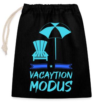 vacation modus - Verschließbarer Geschenkbeutel aus Baumwolle (25x30cm) - Schwarz - Vorne