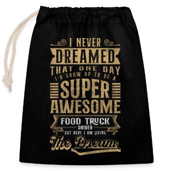 Fast food street food BBQ - Closable cotton gift bag (25x30cm) - black - Front