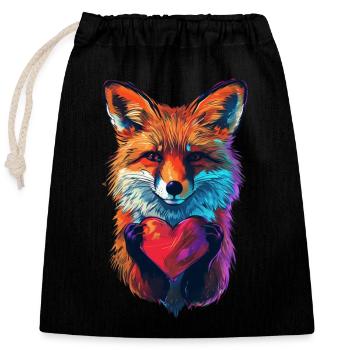 Renard - Sac cadeau en coton avec cordon (25 x 30 cm) - noir - Devant