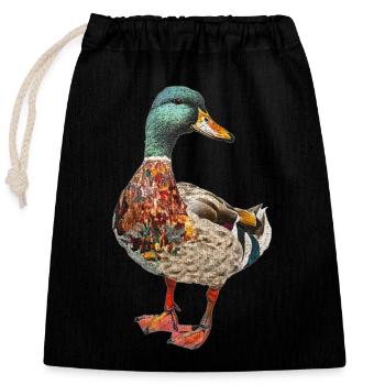 Canard - Sac cadeau en coton avec cordon (25 x 30 cm) - noir - Devant