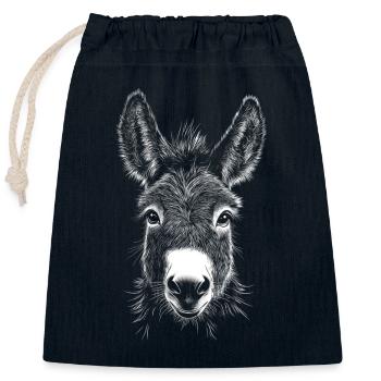 Esel Portrait Tiere Tier - Verschließbarer Geschenkbeutel aus Baumwolle (25x30cm) - Navy - Vorne