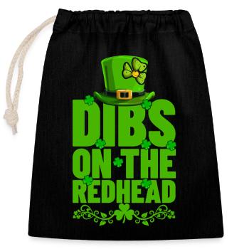 Dibs on the redhead - Closable cotton gift bag (25x30cm) - black - Front