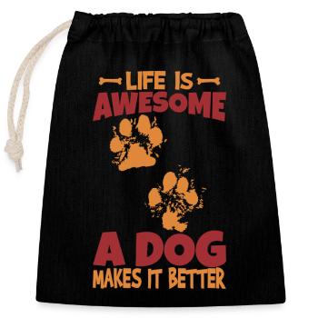 Dog Lover Saying - Closable cotton gift bag (25x30cm) - black - Front