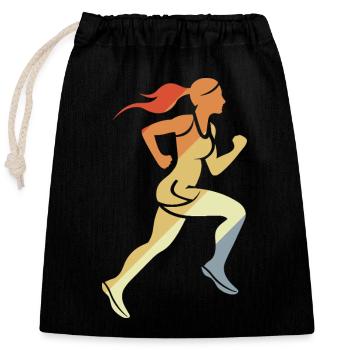Runner Girl Retro Style - Closable cotton gift bag (25x30cm) - black - Front
