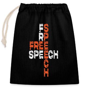 Libre Parole Mot Art Design - Sac cadeau en coton avec cordon (25 x 30 cm) - noir - Devant