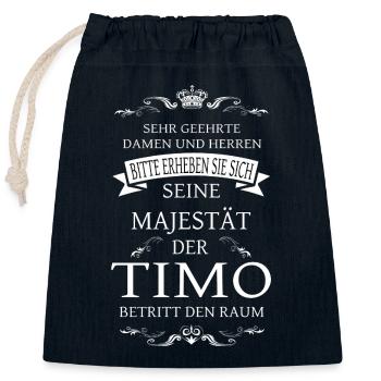 His Majesty the Timo enters the room - Closable cotton gift bag (25x30cm) - navy - Front