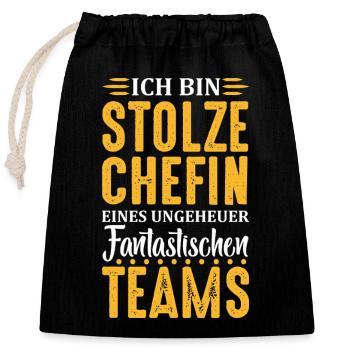 Patron fier Patron Madame Chef de département Chef d’équipe - Sac cadeau en coton avec cordon (25 x 30 cm) - noir - Devant