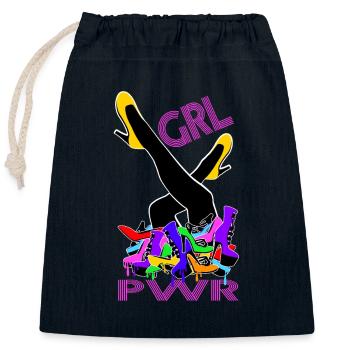 Girl Power High Heels Schuhe - Verschließbarer Geschenkbeutel aus Baumwolle (25x30cm) - Navy - Vorne