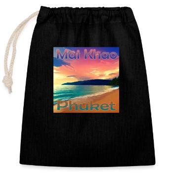Vacances d’été: Journées ensoleillées à Mai Khao Beach, Phuk - Sac cadeau en coton avec cordon (25 x 30 cm) - noir - Devant