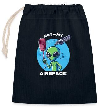 Außerirdischer Datenschutz: "Nicht in meinem - Verschließbarer Geschenkbeutel aus Baumwolle (25x30cm) - Navy - Vorne