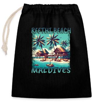 Maldives Reethi Beach Grunge Recreation - Closable cotton gift bag (25x30cm) - black - Front