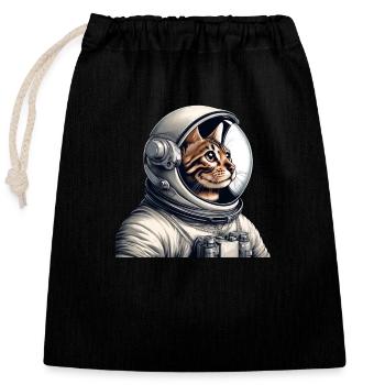 Bengalkatze Astronaut Weltraum Abenteuer - Verschließbarer Geschenkbeutel aus Baumwolle (25x30cm) - Schwarz - Vorne